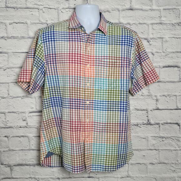 Tommy Bahama Shirt Mens Size Medium Gingham Short Sleeve Button Down - Picture 1 of 16